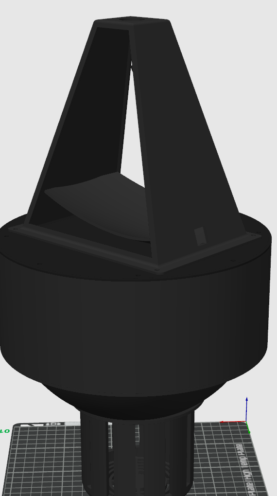 CAD concept of the ChitoNet buoy enclosure, with float body, sensor column and upper tower